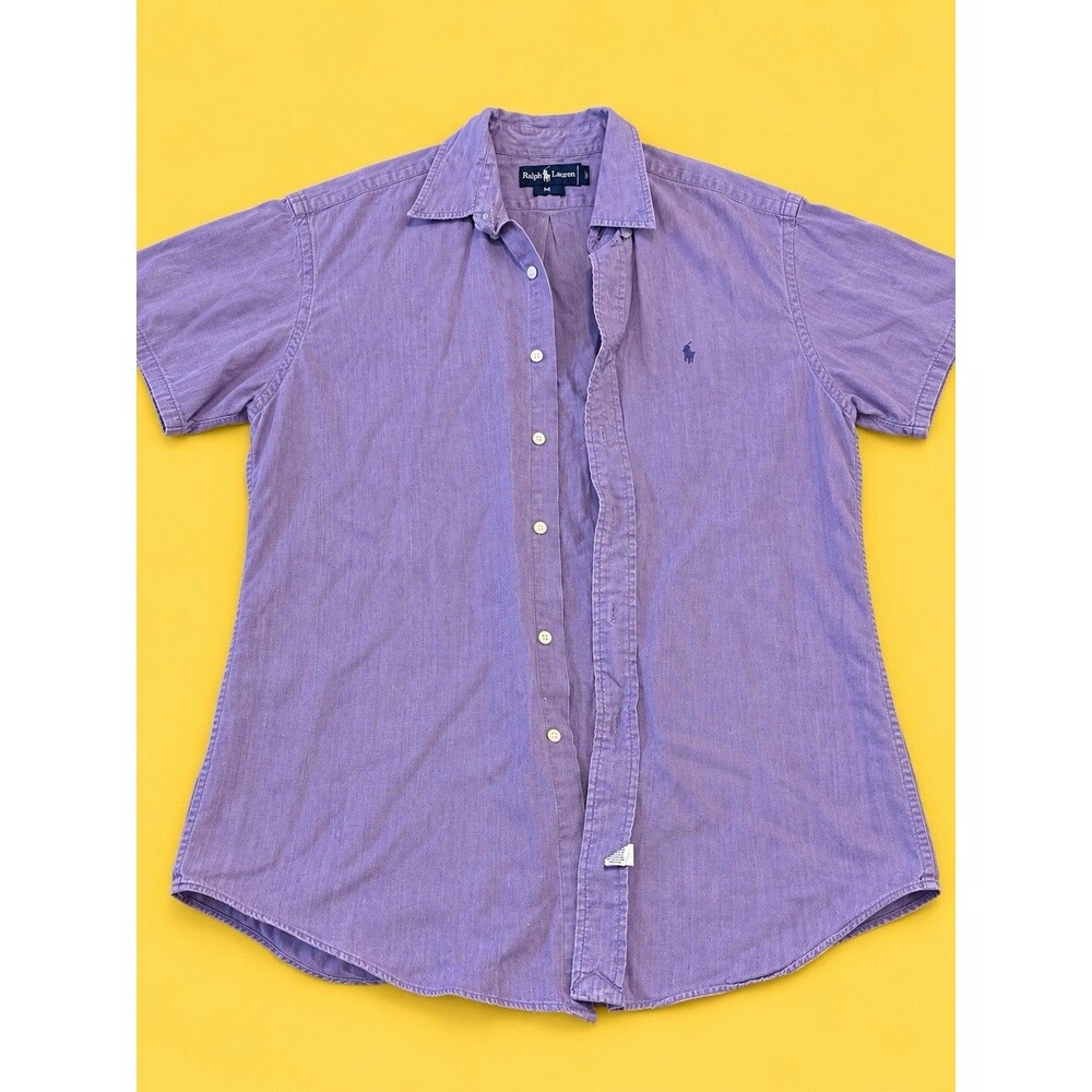 Ralph Lauren Purple Label Striped Cotton Button-Down Shirt Size 16 S-M
